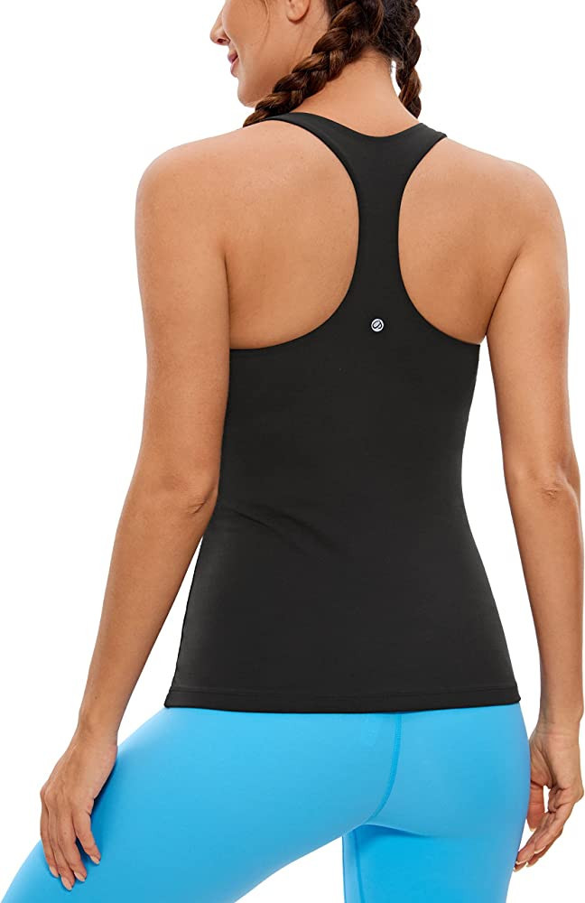 CRZ YOGA Butterluxe Women Workout Racerback Tank Tops with Built in Bra - Scoop Neck Padded Slimm... | Amazon (US)