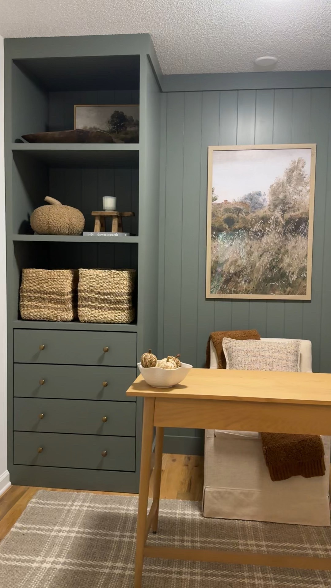 Home office decor, home office inspiration, affordable desk, office chair, shelf decor, office shelves, home decor ideas #homeoffice 
Wall color is SW Retreat


#LTKHome #LTKSaleAlert #LTKStyleTip
