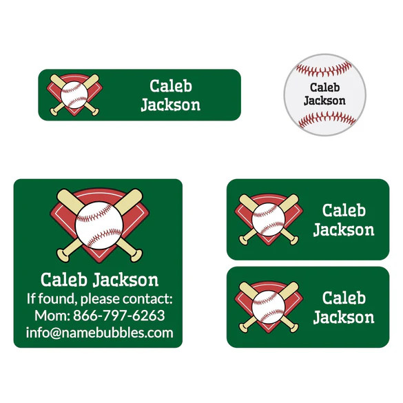 Baseball Sports Labels Pack | Name Bubbles