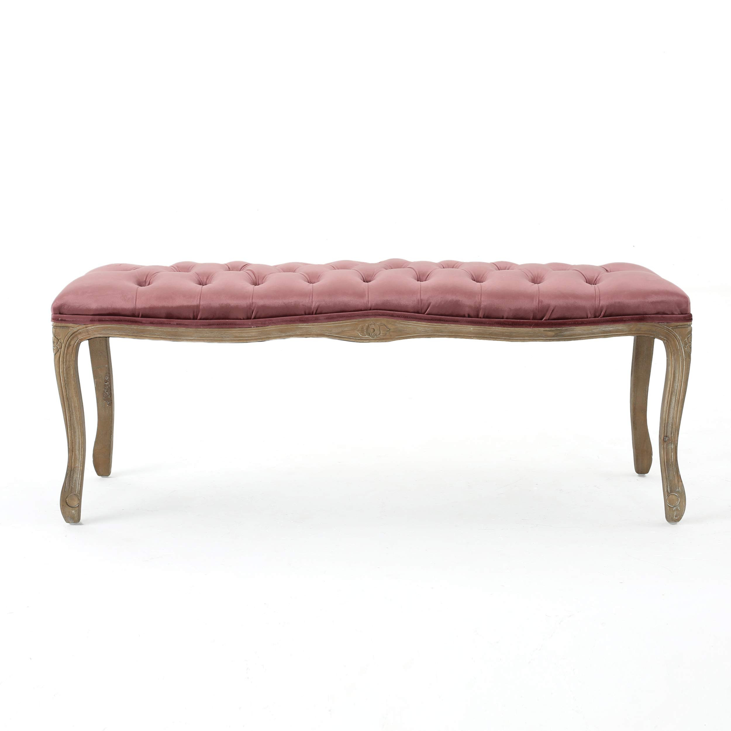 Christopher Knight Home Tassia Tufted Velvet Ottoman, Blush / Natural | Amazon (US)