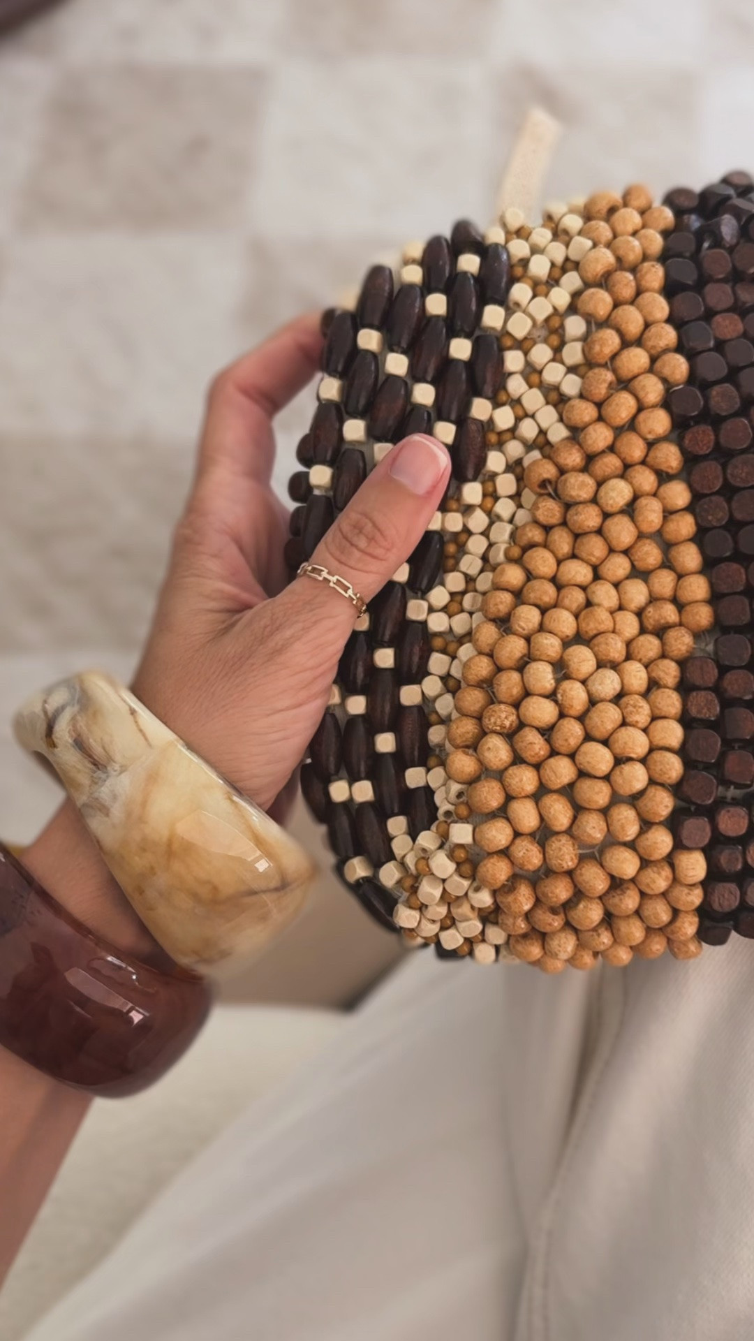 beaded bag + ball necklace