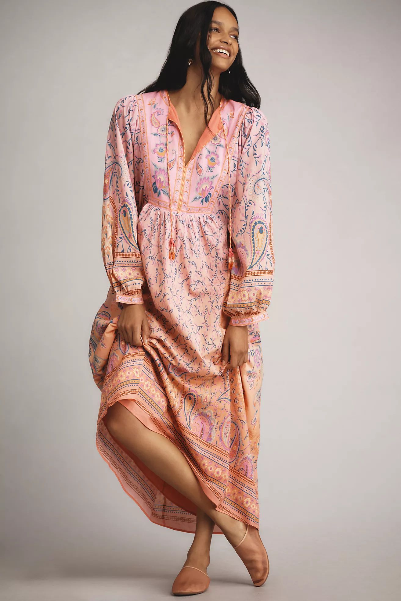 Farm Rio x Anthropologie Long-Sleeve Printed Maxi Dress | Anthropologie (US)