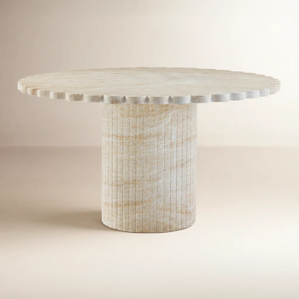 Tov Furniture Blossom Washed Travertine Finish Indoor / Outdoor 54" Round Dining Table | Wayfair North America