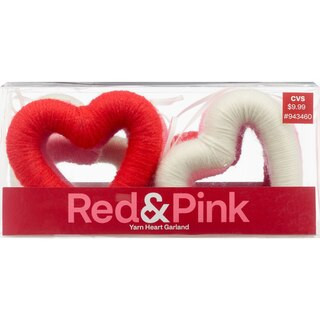Red & Pink Yarn Heart Garland, 6 ft | CVS Health