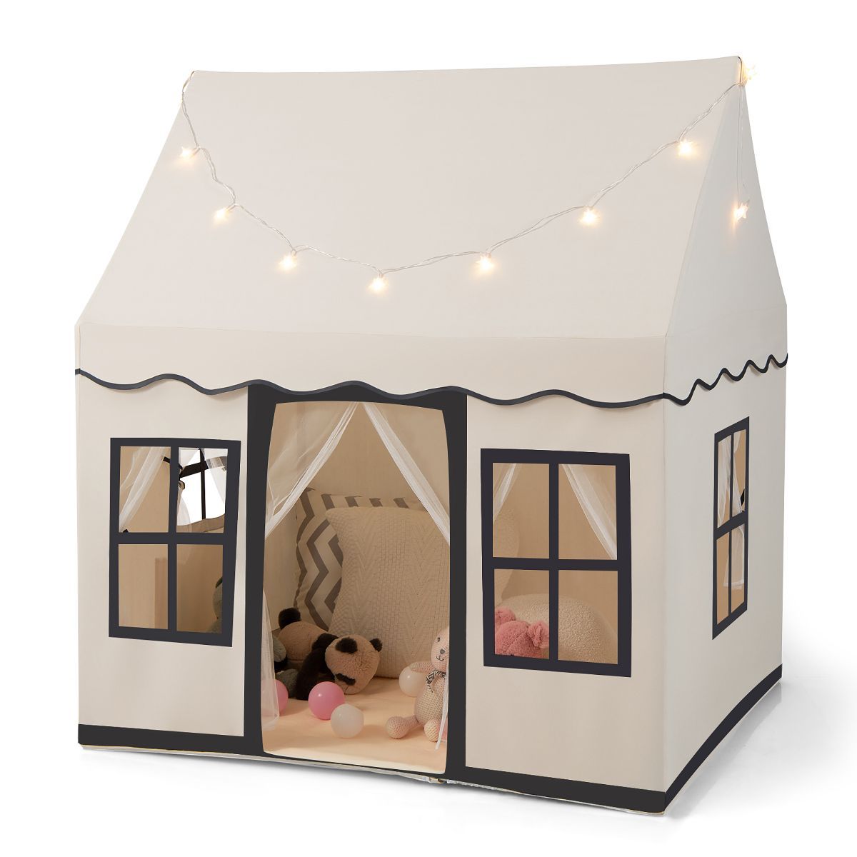 Costway Kids Play Castle Tent Large Playhouse Toys Gifts w/ Star Lights Washable Mat | Target