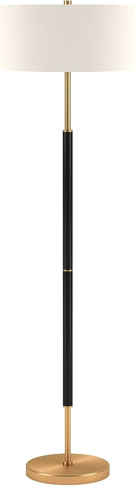 Henn&Hart 2-Light Floor Lamp with Fabric Shade in Matte Black/Brass/White, Floor Lamp for Home Of... | Amazon (US)