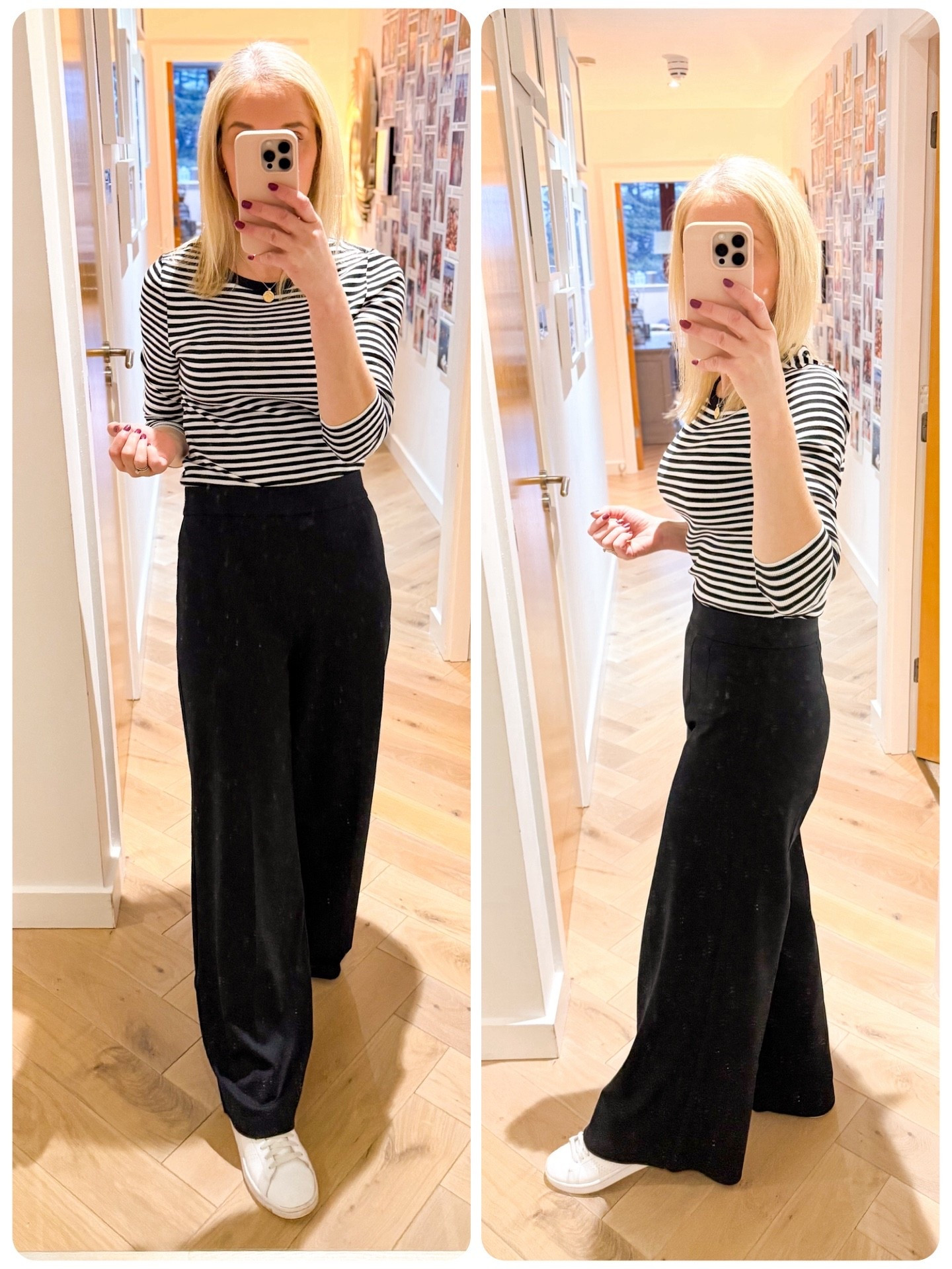 Such an easy everyday outfit. Black wide leg trousers styled with a striped long sleeve top and trainers for a comfy, flattering look. Perfect for casual days, school runs or working from home. Simple, wearable and easy to dress up or down. Both from Marks & Spencer.

Trousers just €25 so they’re super affordable!

🗝️ wide leg trousers women, black wide leg trousers, striped long sleeve top, casual mum outfit, everyday outfit women, comfortable trousers

#LTKworkwear #LTKireland #LTKstyletip
