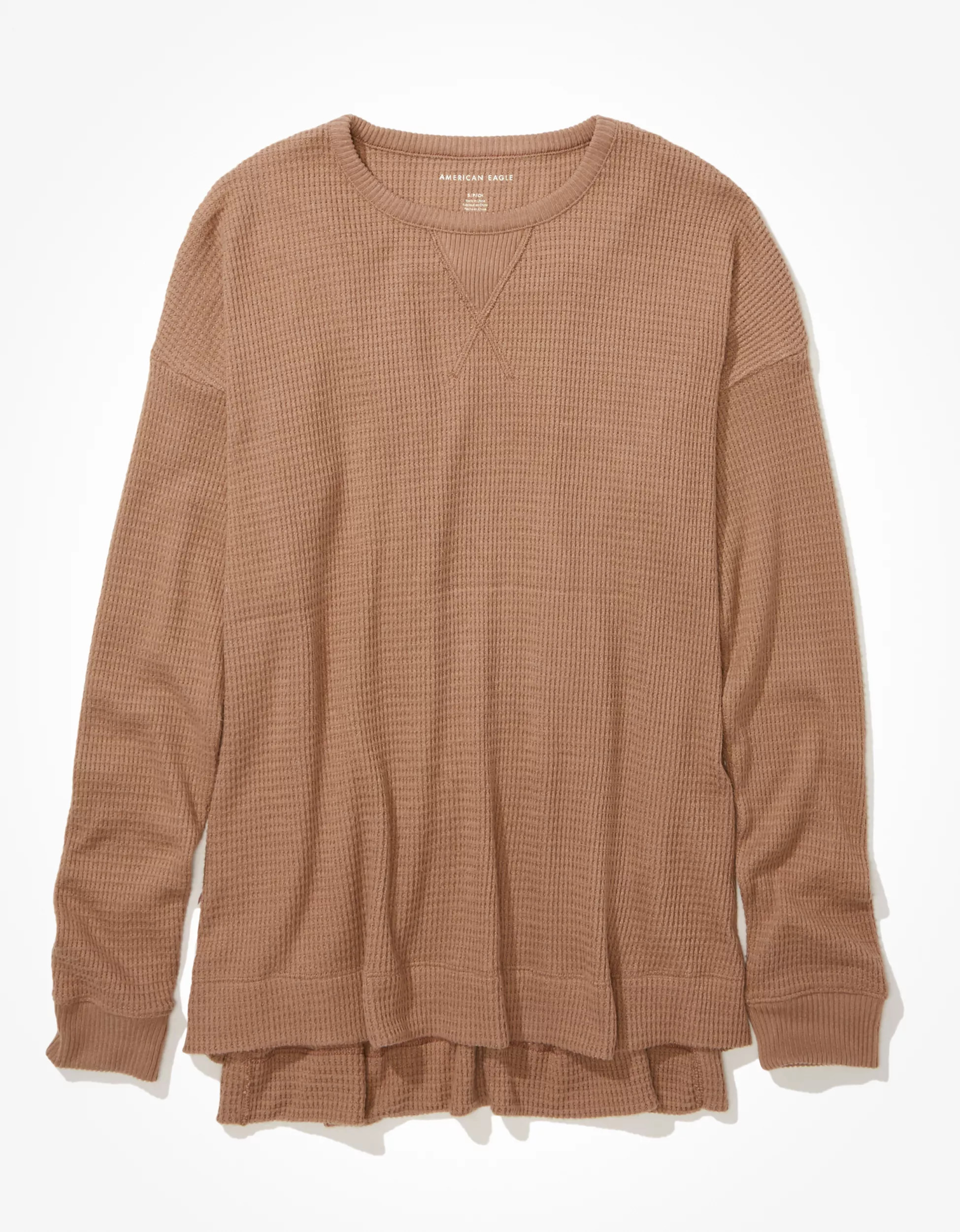 AE Oversized Long-Sleeve Plush T-Shirt | American Eagle Outfitters (US & CA)