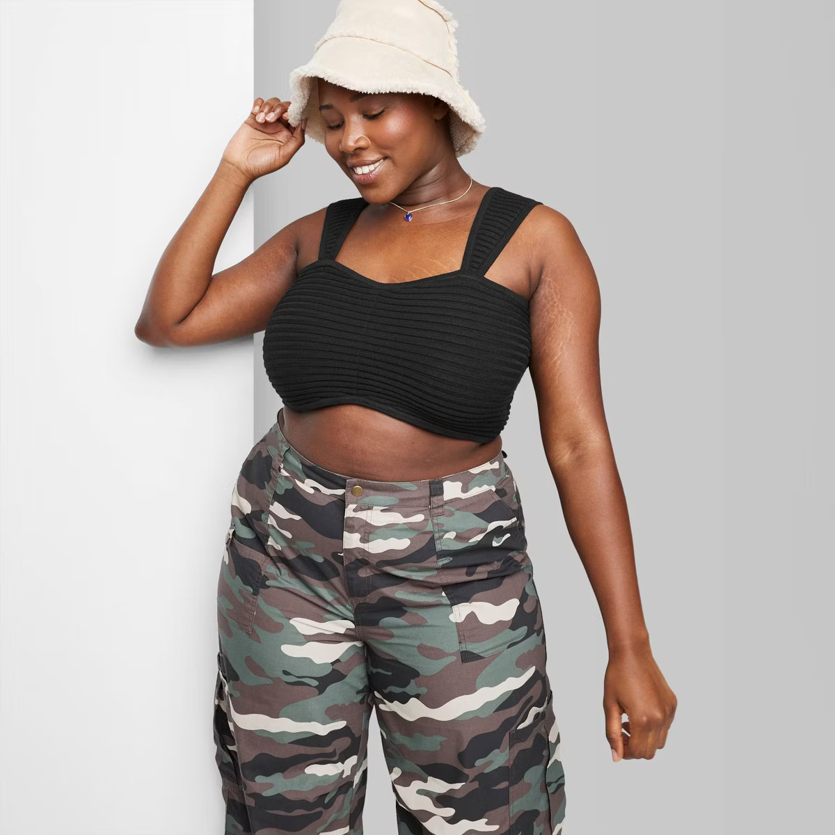 Women's Sweater Tiny Bra Top - Wild Fable™ Black XXL | Target