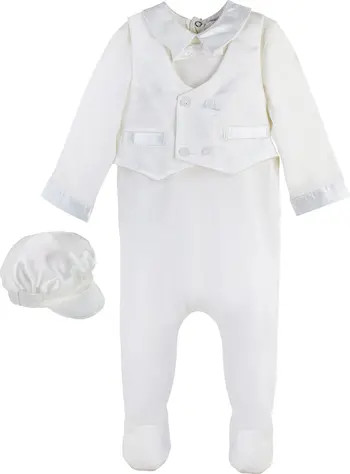 Elegant Christening Romper & Newsboy Cap Set | Nordstrom