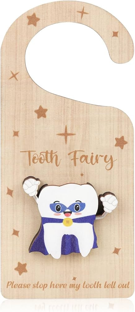 Tooth Door Hanger with Money Holder, Wooden Tooth Door Holder Tooth Keepsake Box Cute 3D Lost Tee... | Amazon (US)