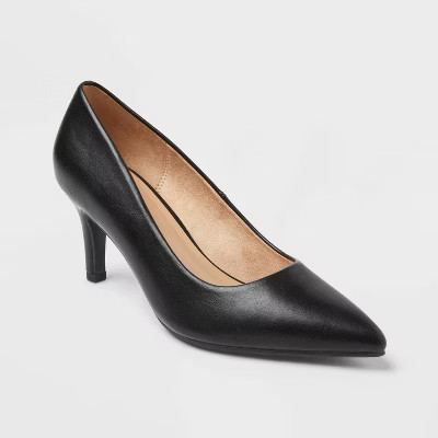 Women's Cindy Mid High Heels Pump with Memory Foam Insole - A New Day™ Black 6.5 | Target