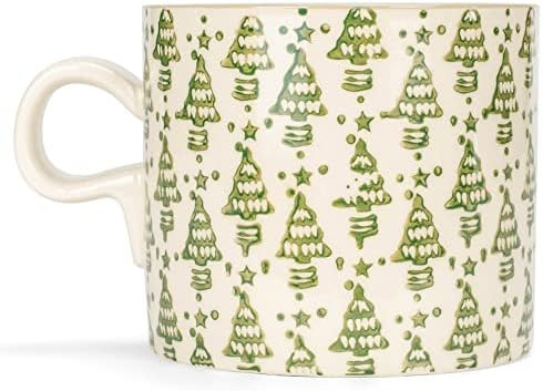 Stoneware Mug with Stamped Christmas Tree Pattern | Amazon (US)