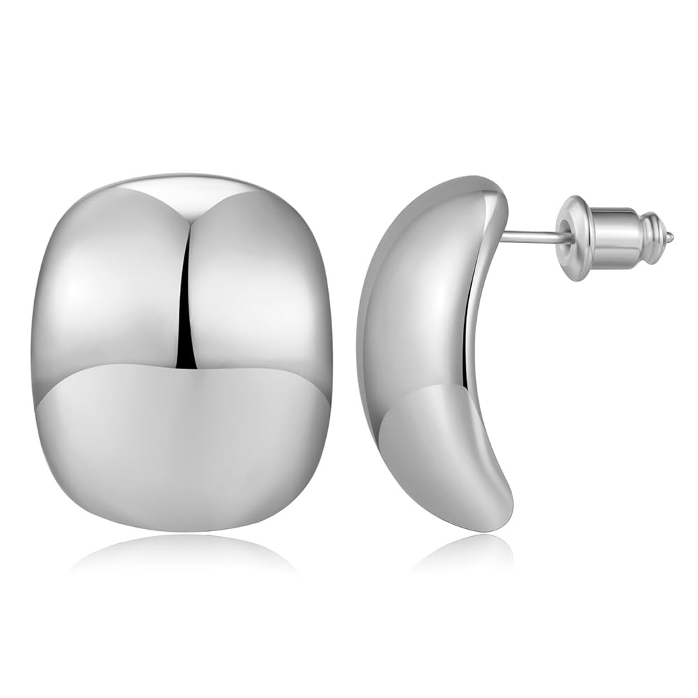 MUYAN Chunky Thick Earrings for Women,Gold Silver Polished Earrings Lightweight Everyday Jewelry | Amazon (US)