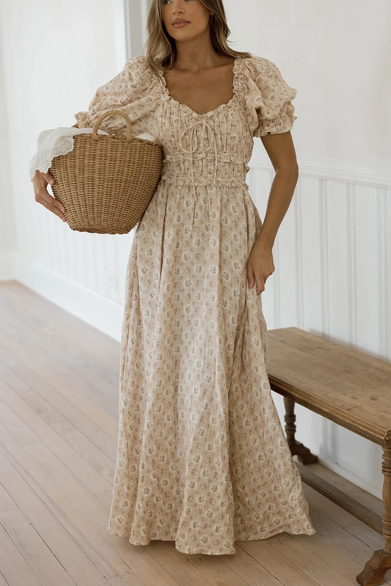 Sydnee 100% Cotton Maxi Dress in Neutral Cottage - Bump Friendly & Inc | Worth Collective