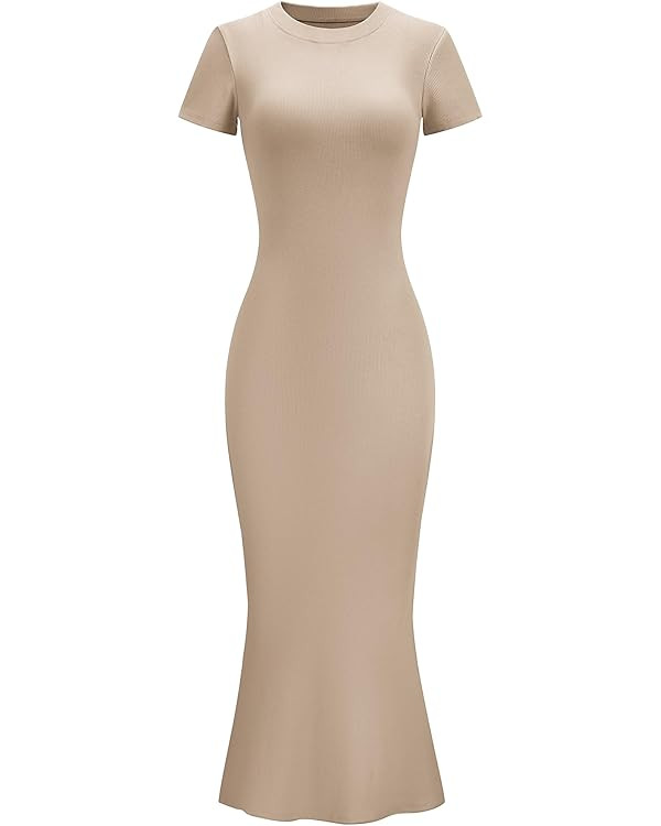 LOMON Women Fishtail Hem Ribbed Maxi Dresses Summer Casual Stylish Y2k Sexy Fitted Lady Elegant C... | Amazon (US)