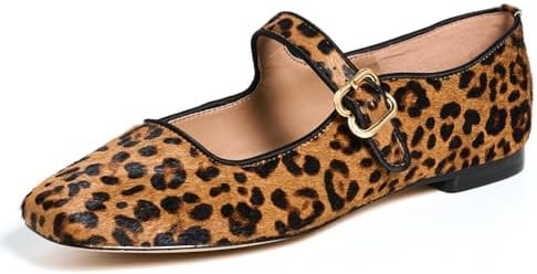 DOEYG Leopard Ballet Flats Women's Animal Print Suede Velvet Mary Jane Flats Shoes Square Toe Dre... | Amazon (US)