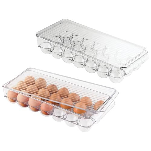 iDesign Plastic Egg Holder with Lid and Handle - Holds 21 Eggs - Set of 2 - Clear - Made in USA | Amazon (US)