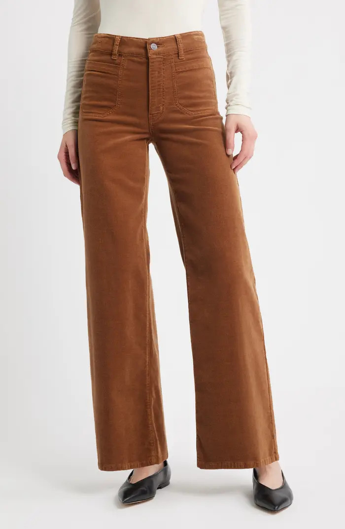 Le Slim Palazzo Patch Pocket High Waist Wide Leg Corduroy Jeans | Nordstrom