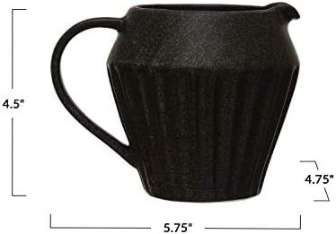 Creative Co-Op 14 oz. Stoneware, Reactive Glaze, Matte Black Finish Pitcher, 4.5" | Amazon (US)