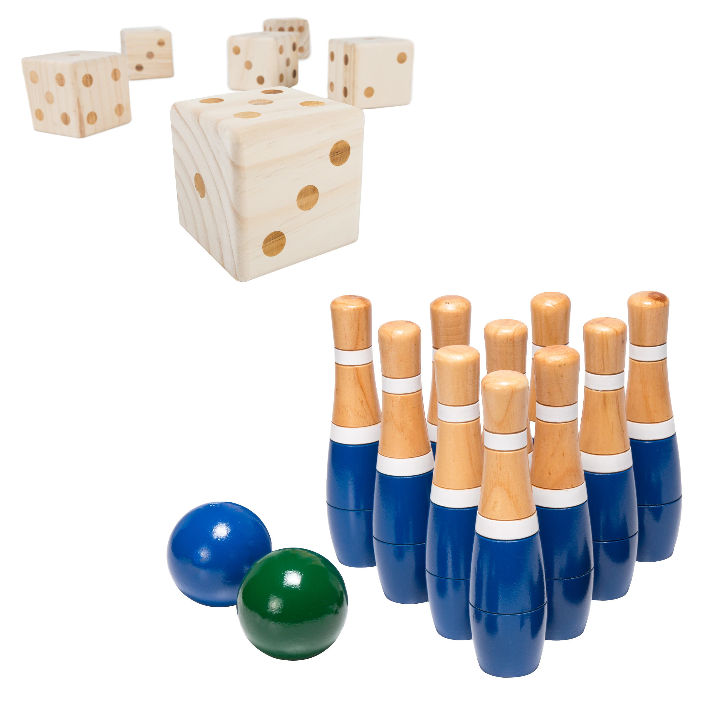 Hey! Play! Indoor/Outdoor Wood Bowling with Case one_size in Blue | 80-LB8-ZS | Lowe's