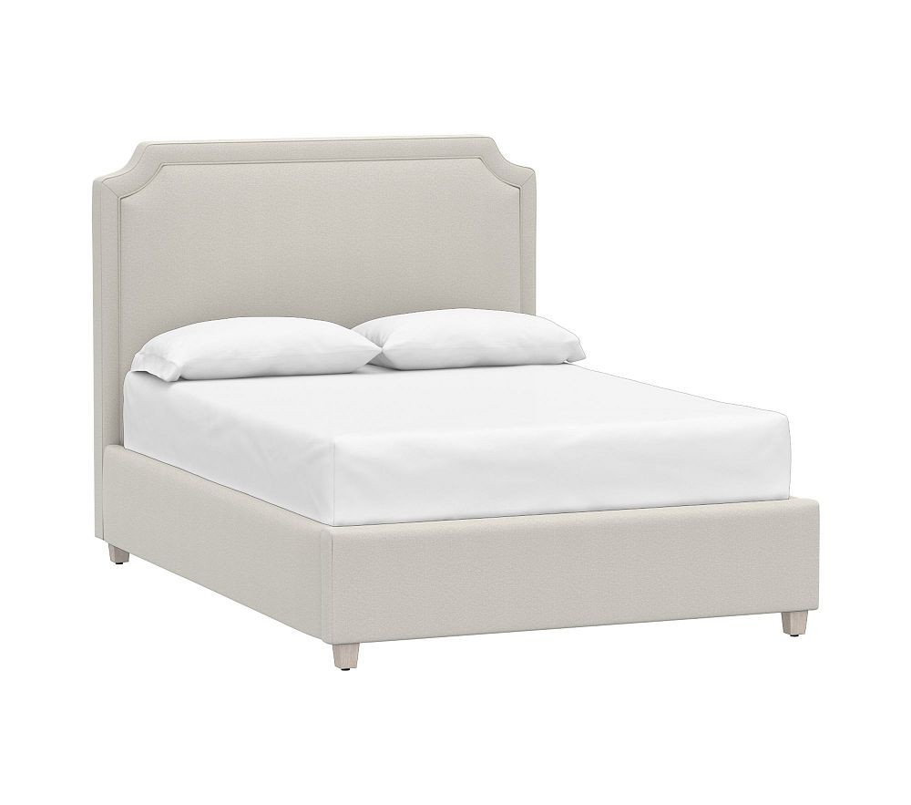 Ava Upholstered Storage Bed Full Performance Plush Chenille Light Gray | Pottery Barn Kids