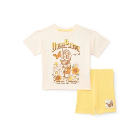 Dolly Parton Toddler Girls Graphic Tee and Bike Shorts Set, 2-Piece, Sizes 12M-5T | Walmart (US)
