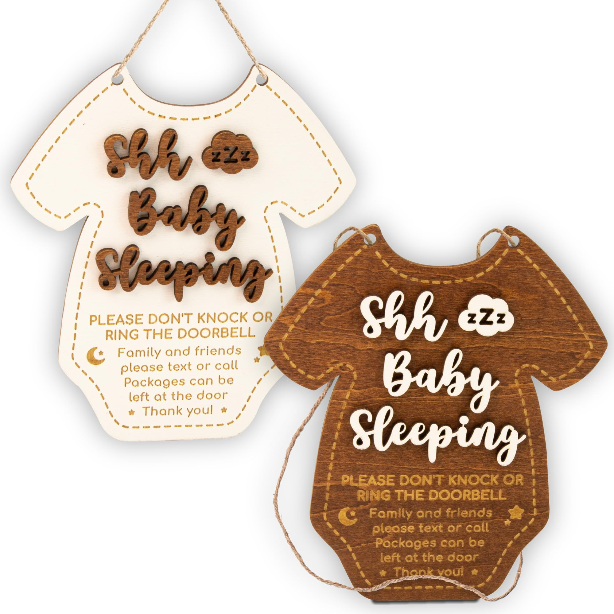 Shhh Baby Sleeping Sign for Front Door - Please Do Not Knock Or Ring Doorbell Sign, Baby Sleeping... | Amazon (US)