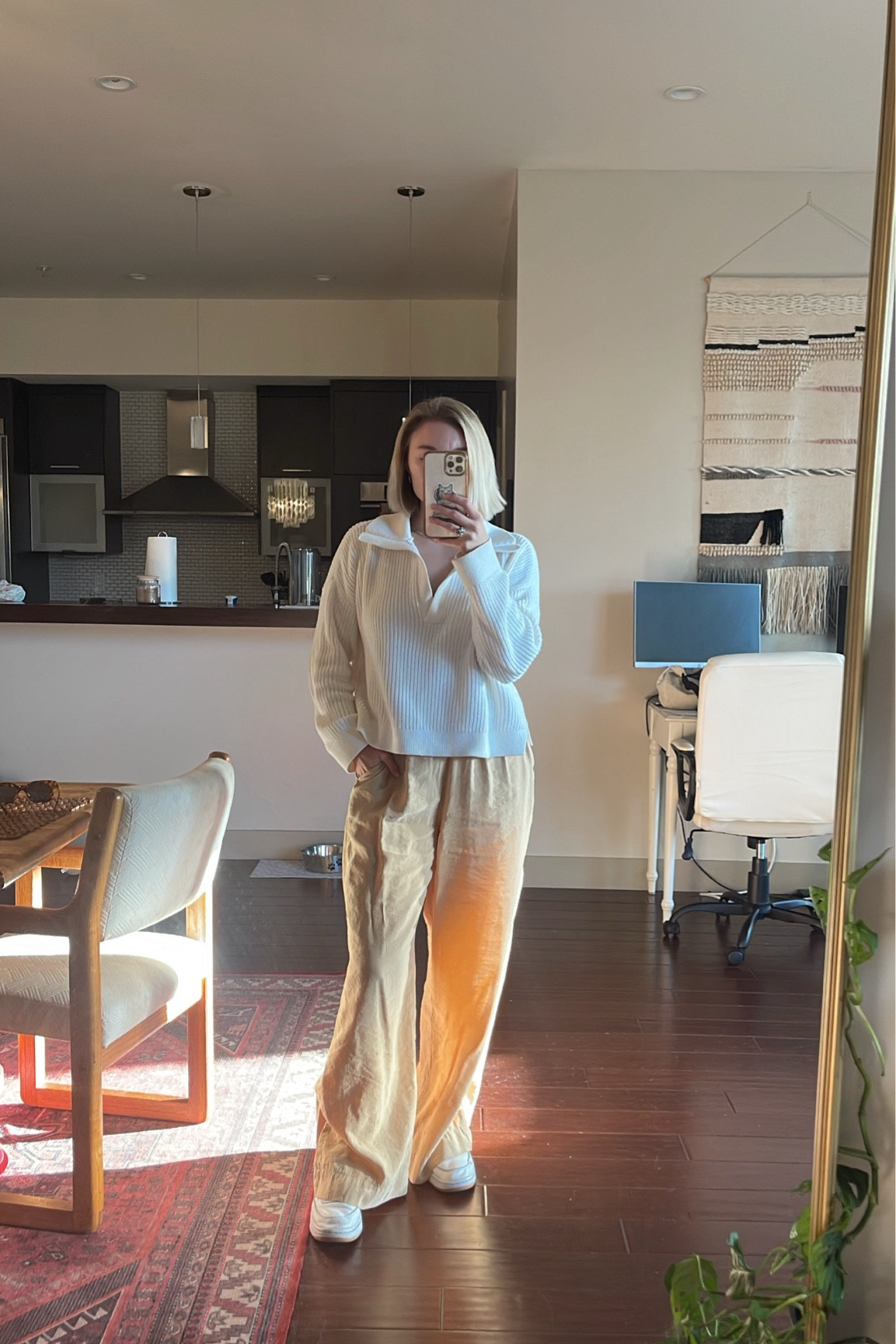 Comfy fall work outfit! I do wear sneakers to work but if I had to wear a dress shoe it would be a ballet flat with this