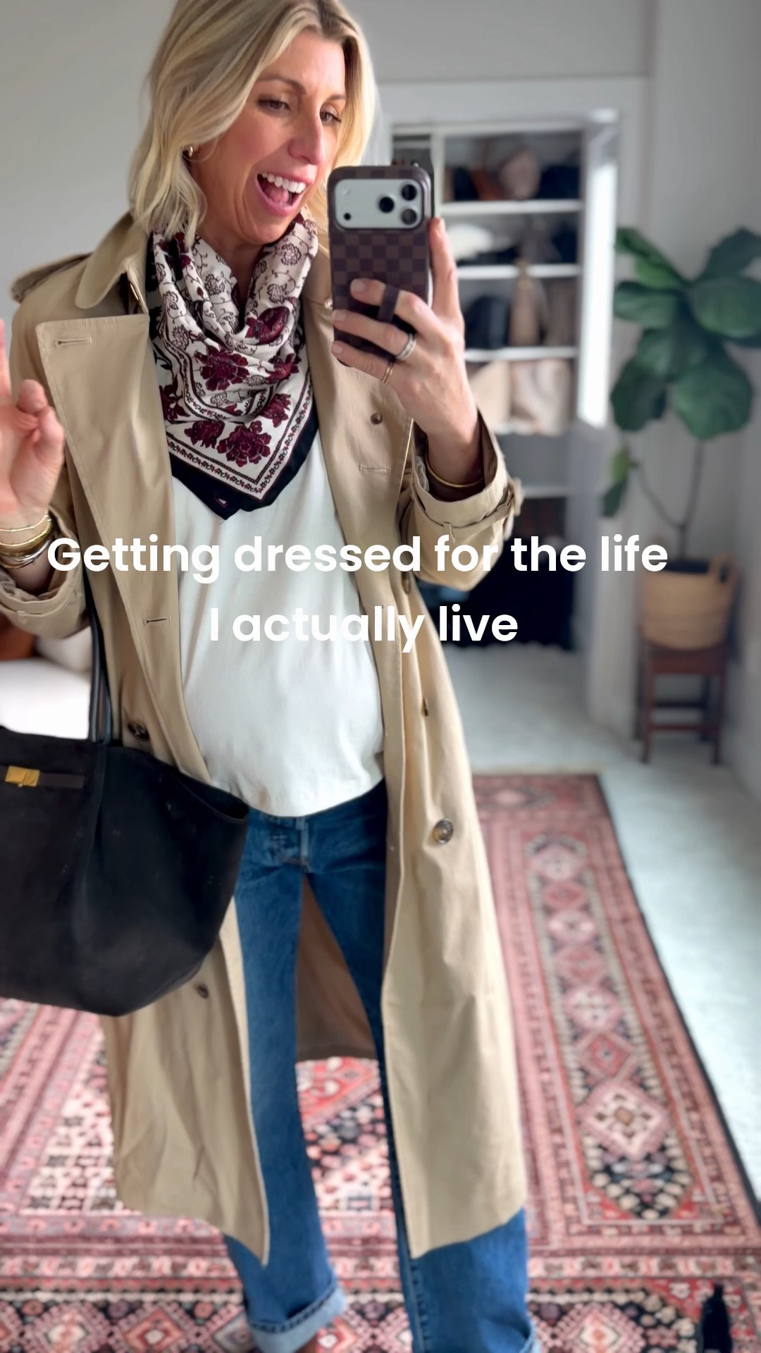 Looking elevated in a basic tee + straight leg jeans is easy when you have the right layers + intentional accessories. A trench coat, weather proof (but chic) boots, a fun scarf + handbag you love and can wear with everything. 

This trench has been my go-to for the past 2 seasons, it fits true to size. I’m 5’10” westing a medium

#LTKgrwm #LTKOver40 #LTKSeasonal
