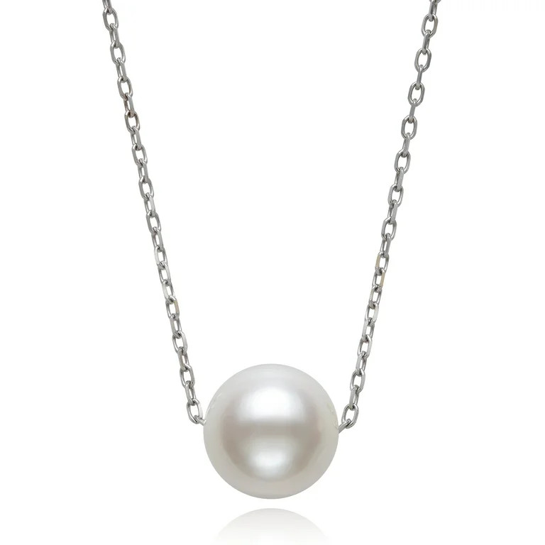 Pearlzzz Single Floating Cultured White Freshwater Pearl 14K White Gold Chain Necklace, 18" | Walmart (US)
