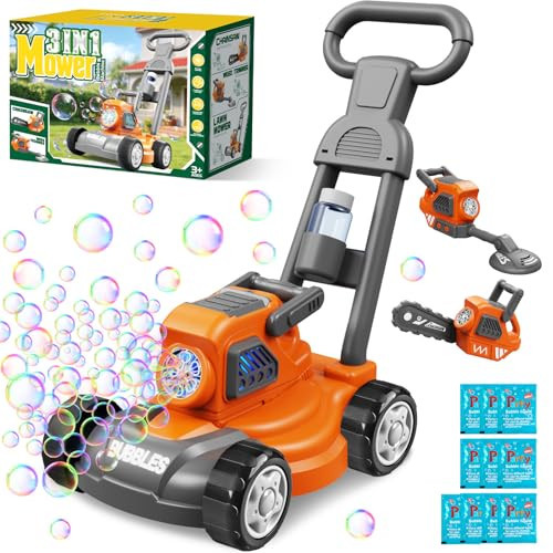 Bubble Lawn Mower for Kids, 3-in-1 Bubble Machine Blower with 10 Bubble Solution, Outdoor Push Toys for Toddlers Ages 3-8, Birthday Easter Summer Gift for Boys Girls 3 4 5 6 7 8 Year Old | Amazon (US)