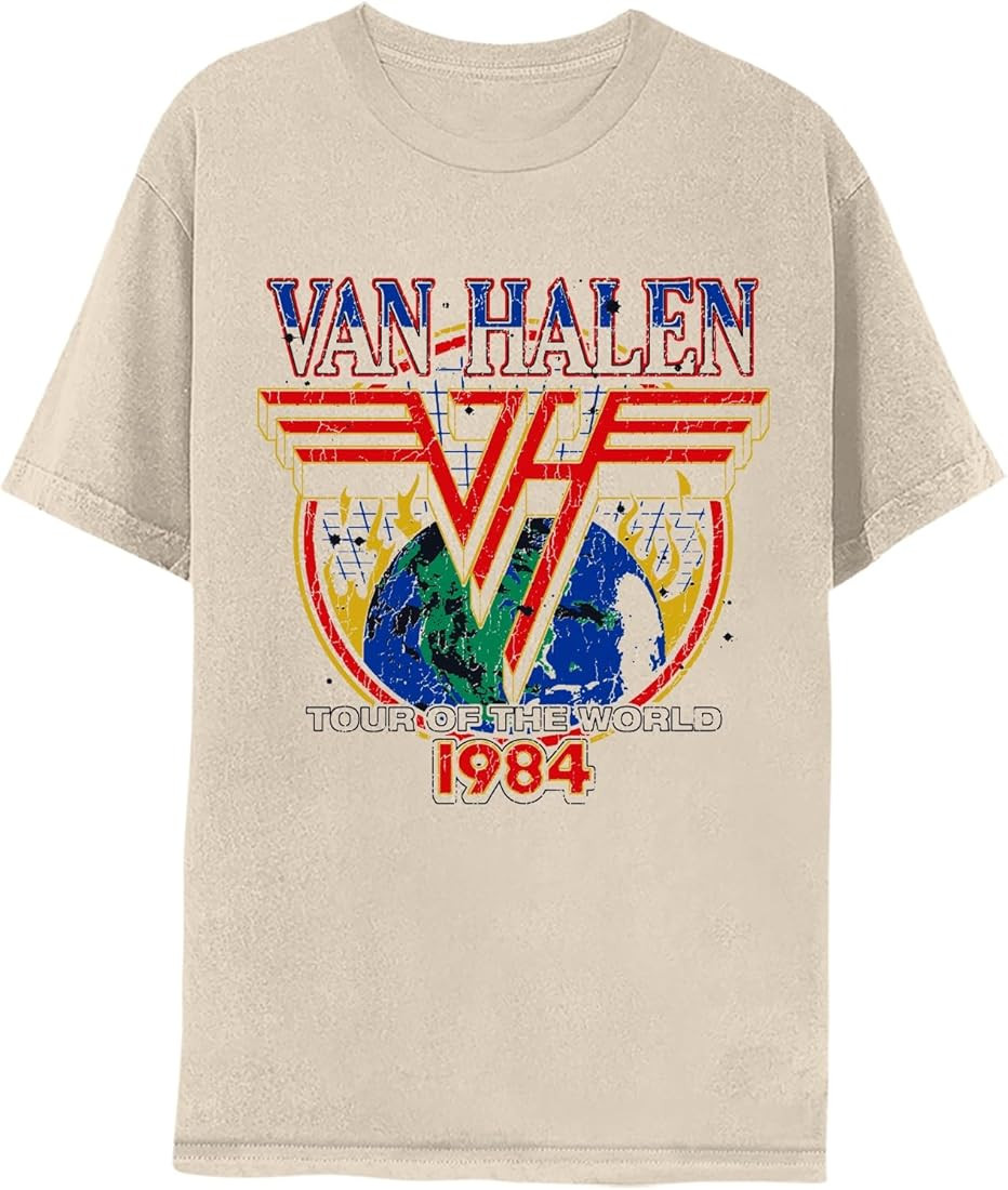 Van Halen 1984 World Tour Adult Short Sleeve T Shirt American Rock 80s Music Vintage Style Graphi... | Amazon (US)