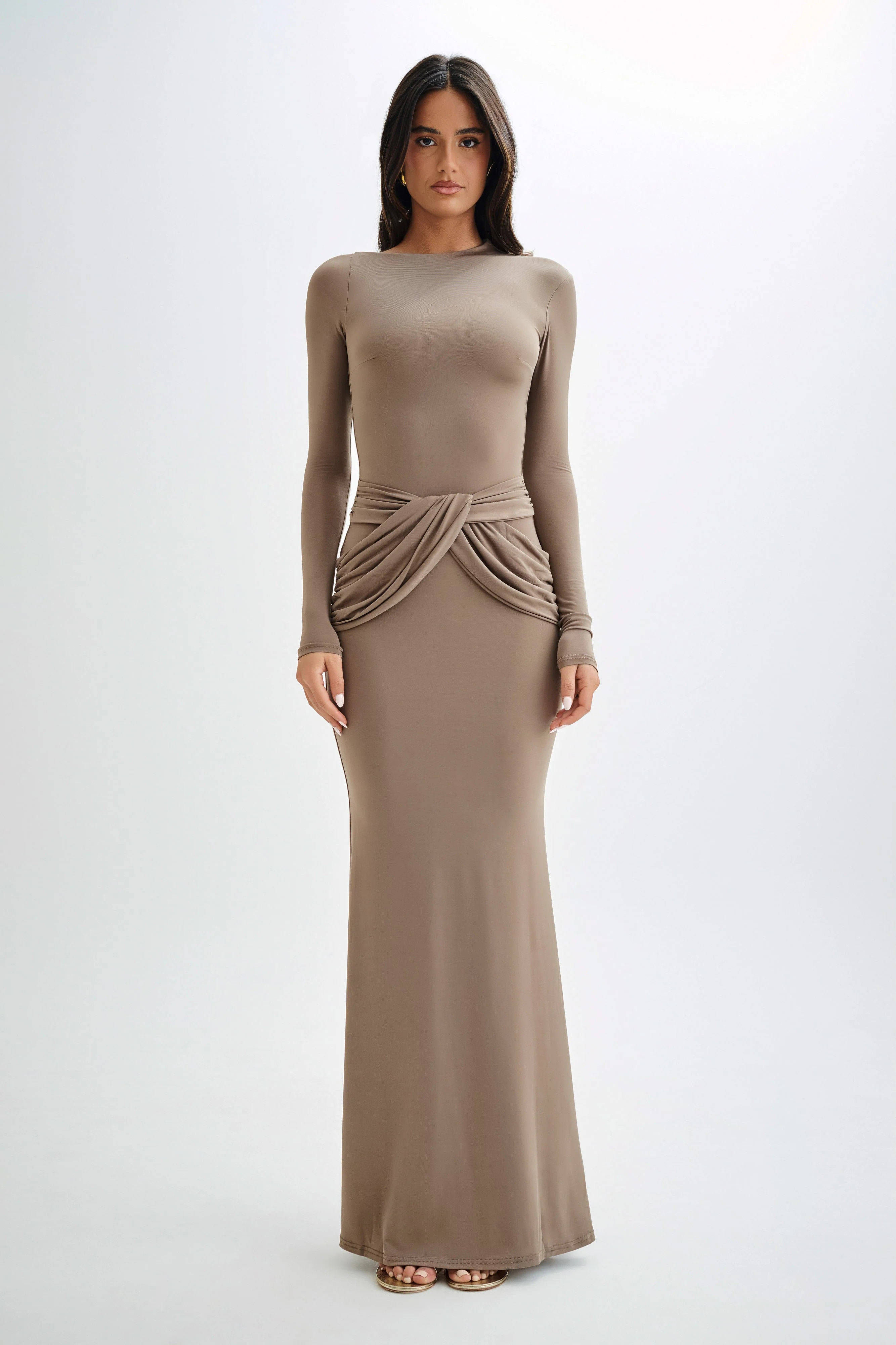 Halcyon Long Sleeve Slinky Maxi Dress - Coco | Meshki (APAC)