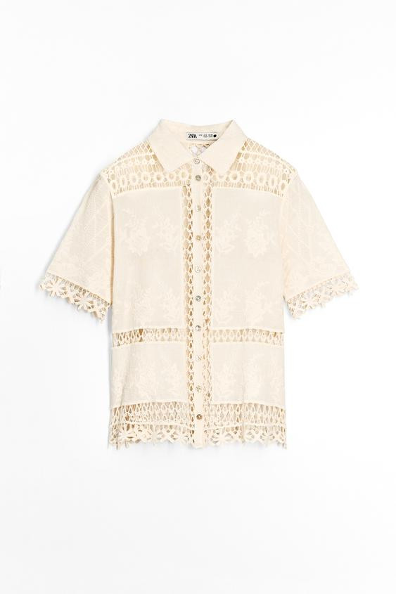 ZW COLLECTION COMBINED CROCHET BLOUSE | Zara UK