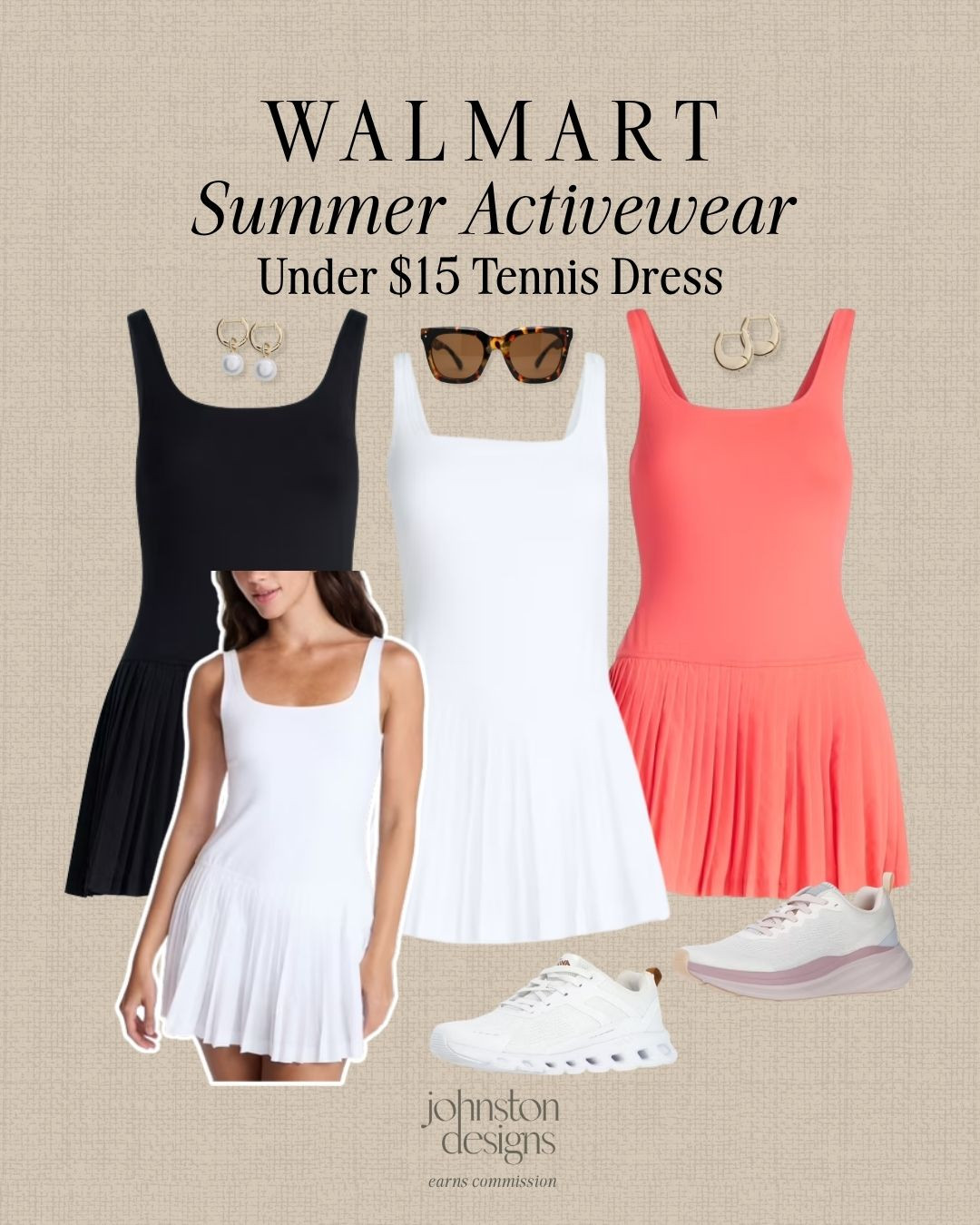 Walmart summer activewear finds featuring the under $15 tennis dress that’s cute for errands, walks and casual weekend outfits. 🎾

Walmart tennis dress, summer activewear finds, under $15 dress, black athletic dress, white workout dress, coral tennis outfit, affordable activewear, casual athleisure style, walking outfit idea, white sneakers, tortoise sunglasses, sporty summer look, budget friendly Walmart fashion, cute errand outfit, everyday workout style 

 #LTKootd #LTKfitnessgoals #LTKActive