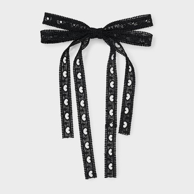 Heart Eyelet Double Bow Hair Barrette - A New Day™ Black | Target