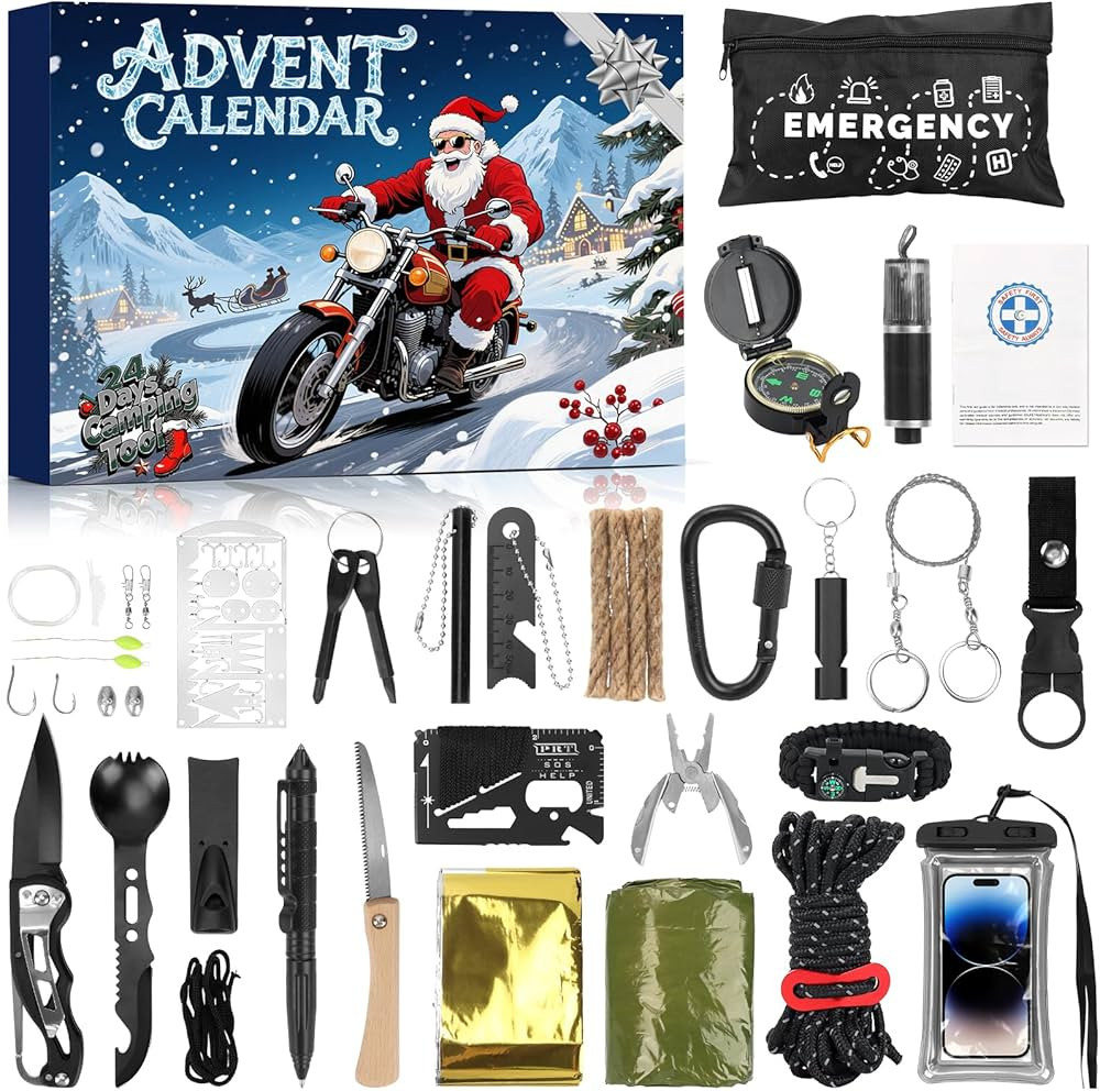 Survival Kit Advent Calendar 2025 for Men - 24 Days Outdoor Survival Tools Gift for Adult & Teen ... | Amazon (US)