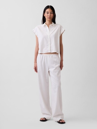 Linen-Blend Easy Wide-Leg Pants | Gap (US)