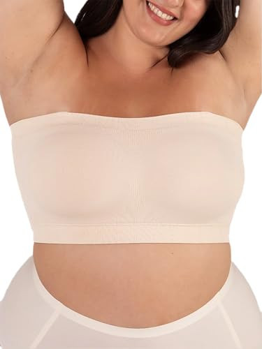 SHAPERMINT Strapless Bra, Wireless Non-Slip Bandeau, Convertible Straps, Molded Strapless Bras for Women S to Large Breasts Beige | Amazon (US)