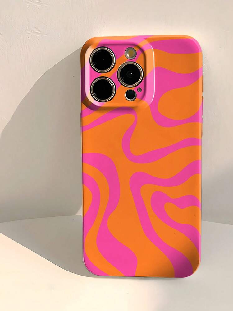 1pc Minimalist Film Asymmetrical Patchwork Pattern Hard Phone Case, Glossy Surface, Compatible With IPhone 11/12/13/14/15/16 Pro Max | SHEIN