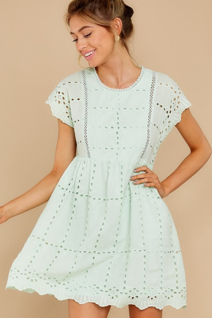 Better To Be Sweet Light Sage Eyelet Dress | Red Dress 