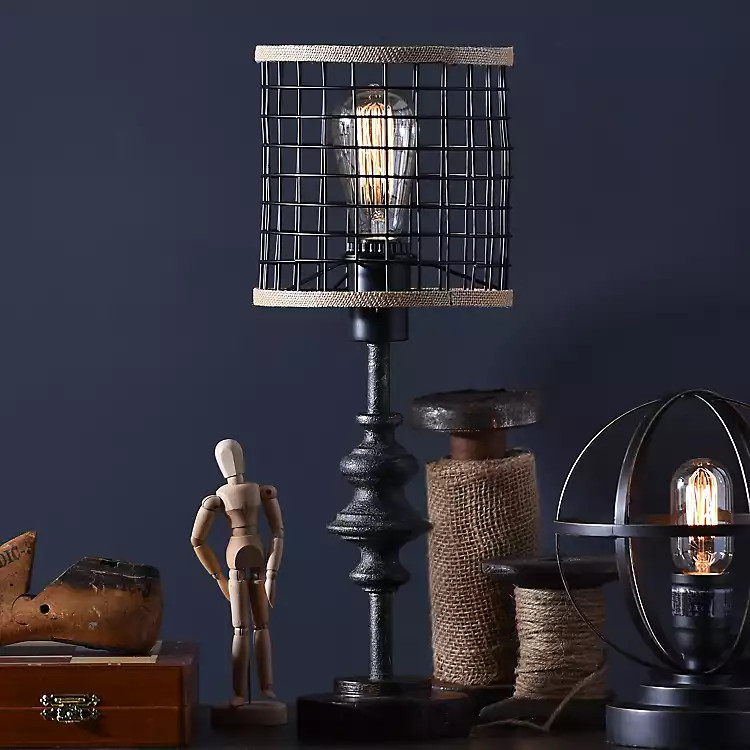 Metal and Burlap Edison Lamp | Kirkland's Home