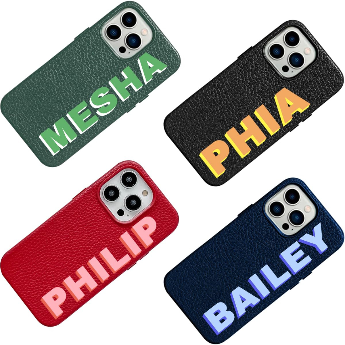 Custom Name Initials Luxury Vegan Leather Phone Case for iPhone 16 15 14 13 12 11 Pro Max Plus/Sa... | Amazon (US)