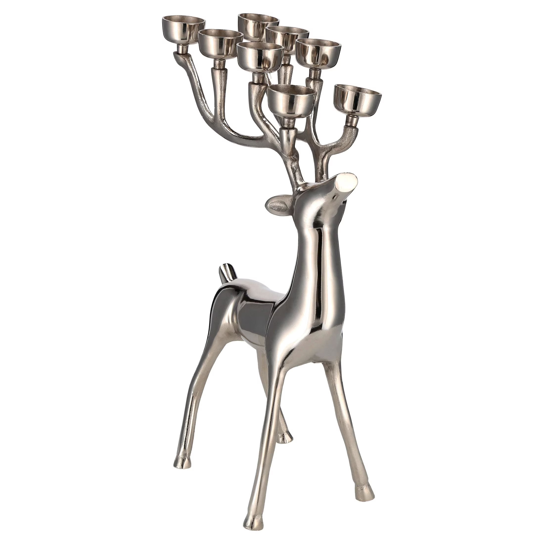My Texas House Aluminum Standing Reindeer with 8 Tealight Candle Holders Christmas Decoration, Silver, 20" | Walmart (US)