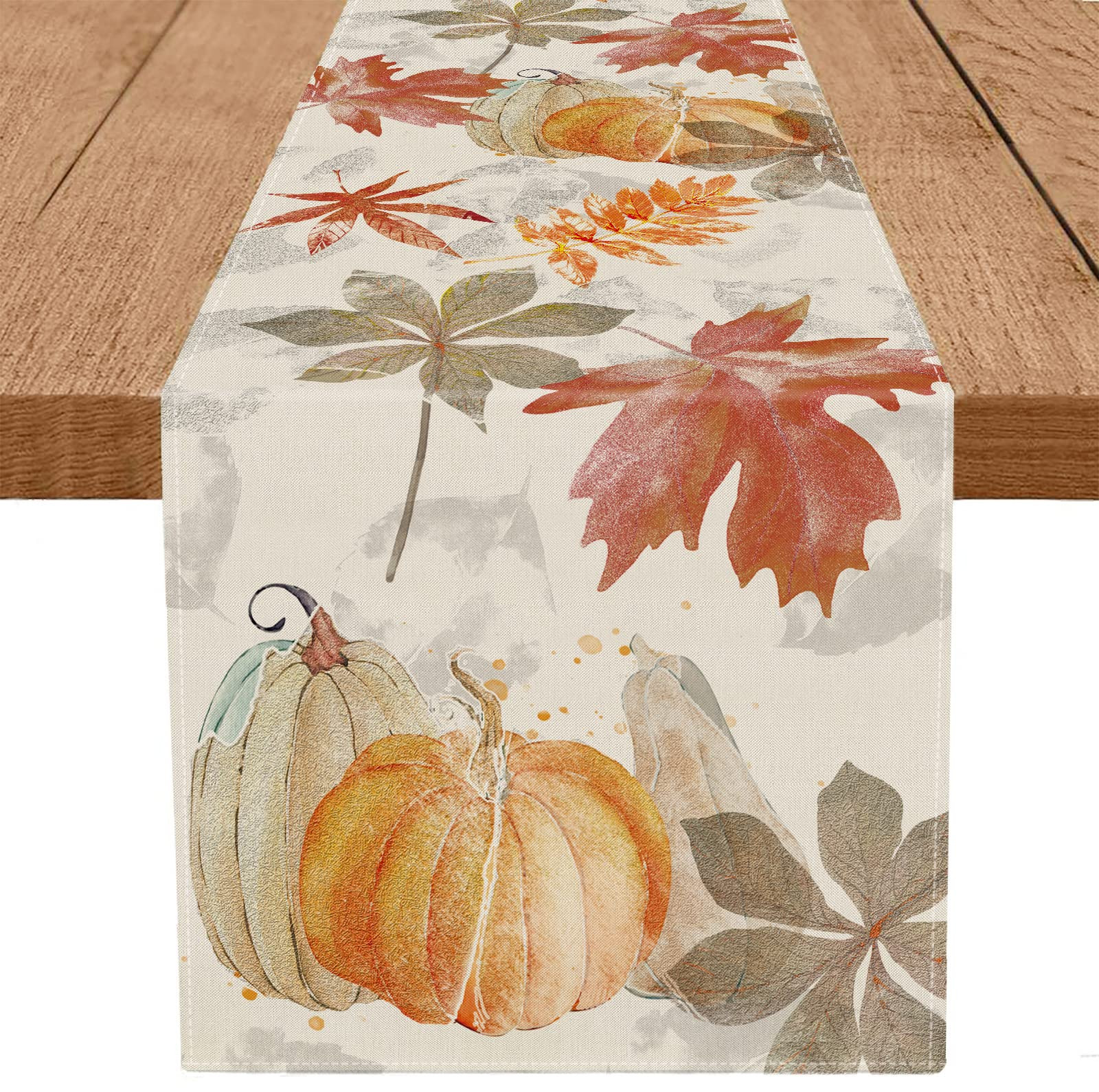 Fall Table Runner Pumpkin Maple Leaf Watercolor Vintage Table Runners Seasonal Autumn Thanksgivin... | Amazon (US)