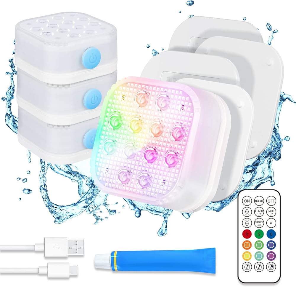 Homly Rechargeable Submersible Pool Lights with Remote, Waterproof Underwater Charging Battery Op... | Amazon (US)