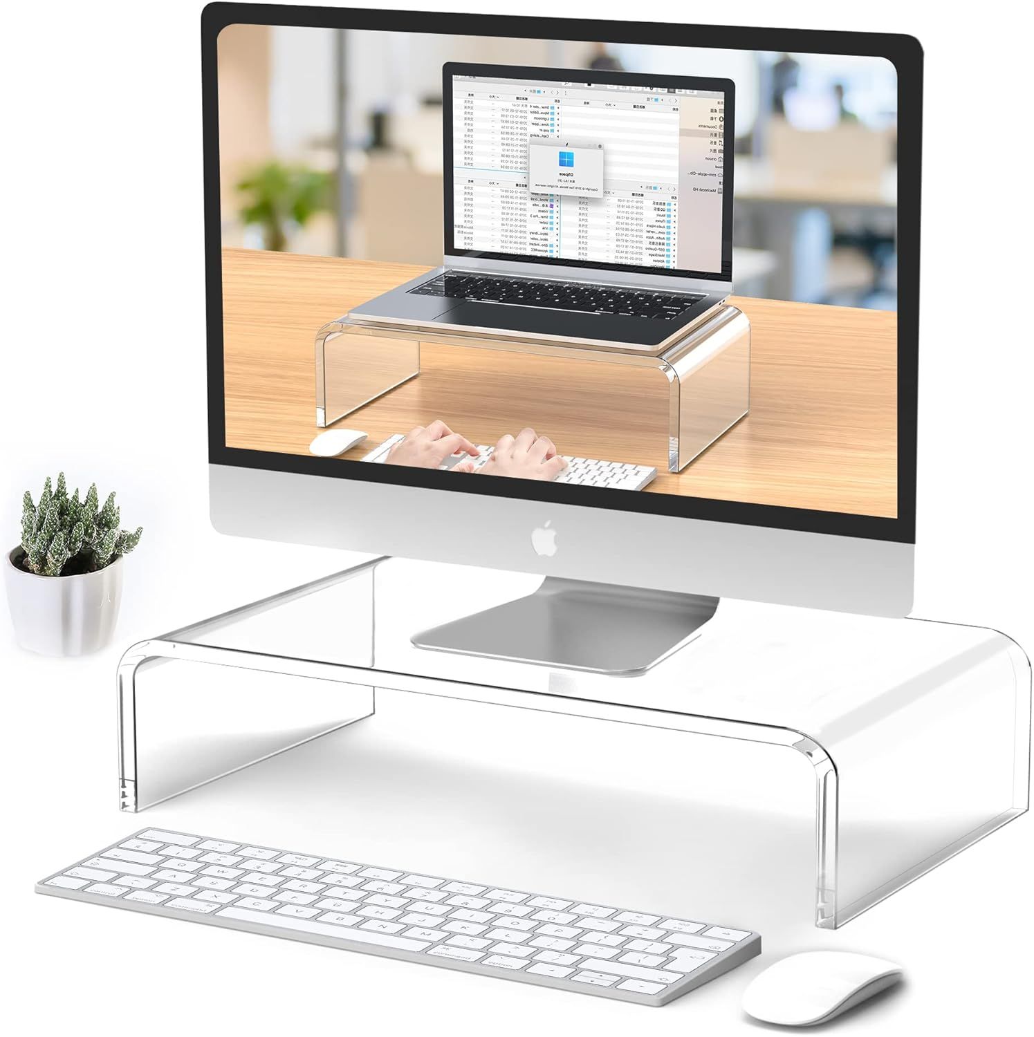 Amazon.com: Acrylic Monitor Stand Acrylic Laptop Stand Acrylic Riser Acrylic Tray Clear Computer ... | Amazon (US)