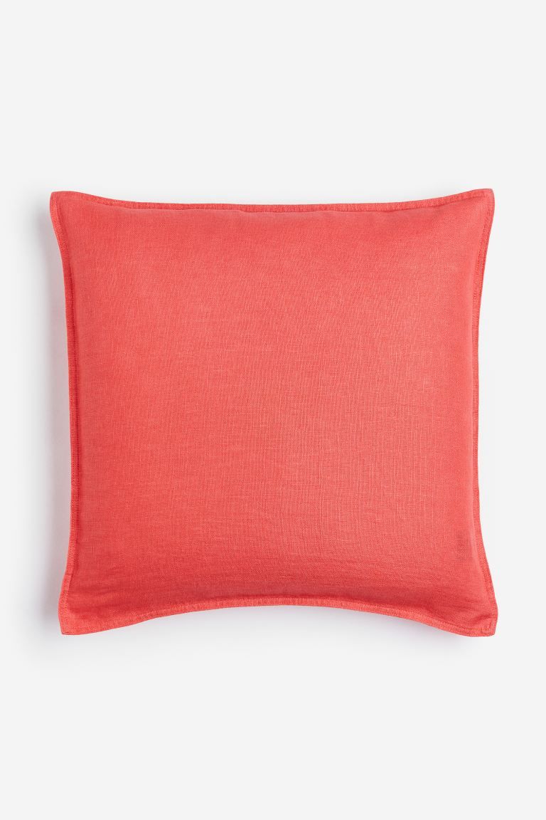Washed Linen Cushion Cover - Coral - Home All | H&M US | H&M (US + CA)