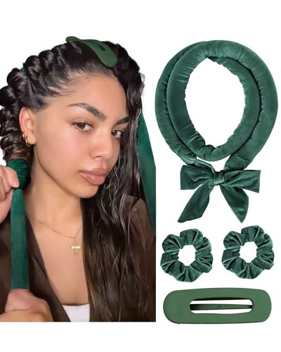 Yanibest Heatless Hair Curler for Overnight Curls, No Heat Damage Hair Curlers with Clips & Scrunchies for All Hair Types,Green | Amazon (US)